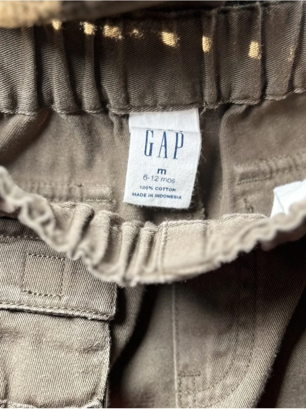 VINTAGE 90s Baby GAP Boys Safari Cargo Shorts & Bucket Hat Set Olive 6-12M